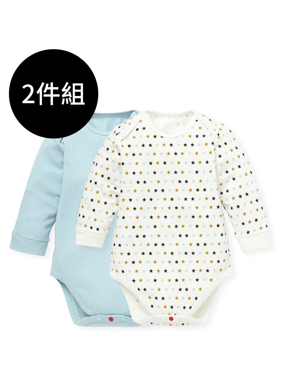 BABY Q彈棉質長袖包屁衣(2入)-星星