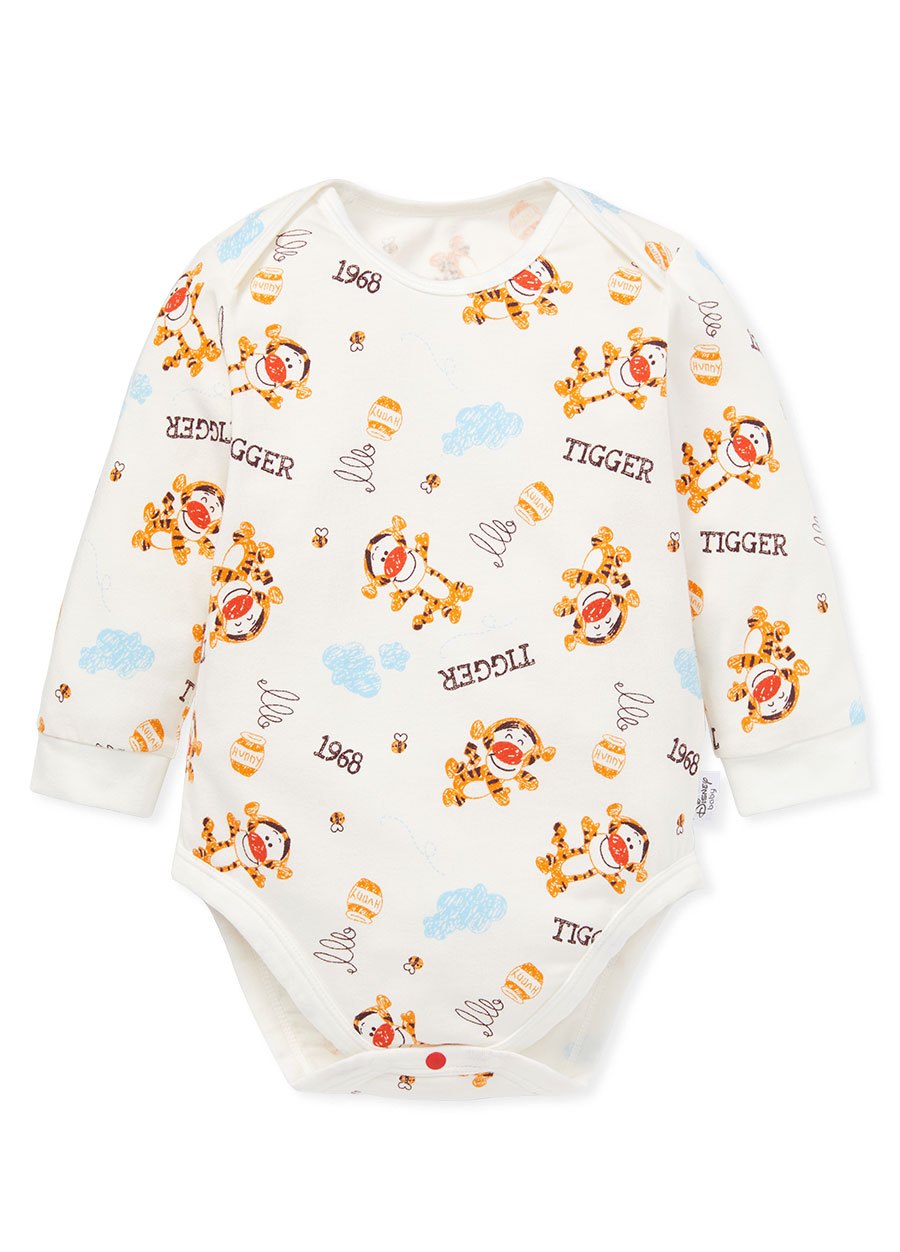 BABY Q彈棉質長袖包屁衣(2入)-跳跳虎