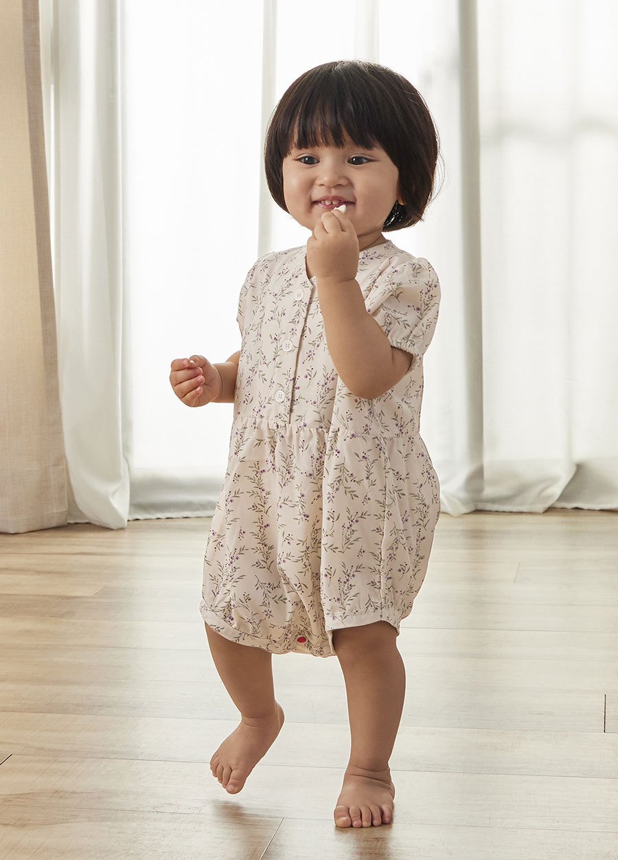 BABY碎花泡泡袖包屁衣