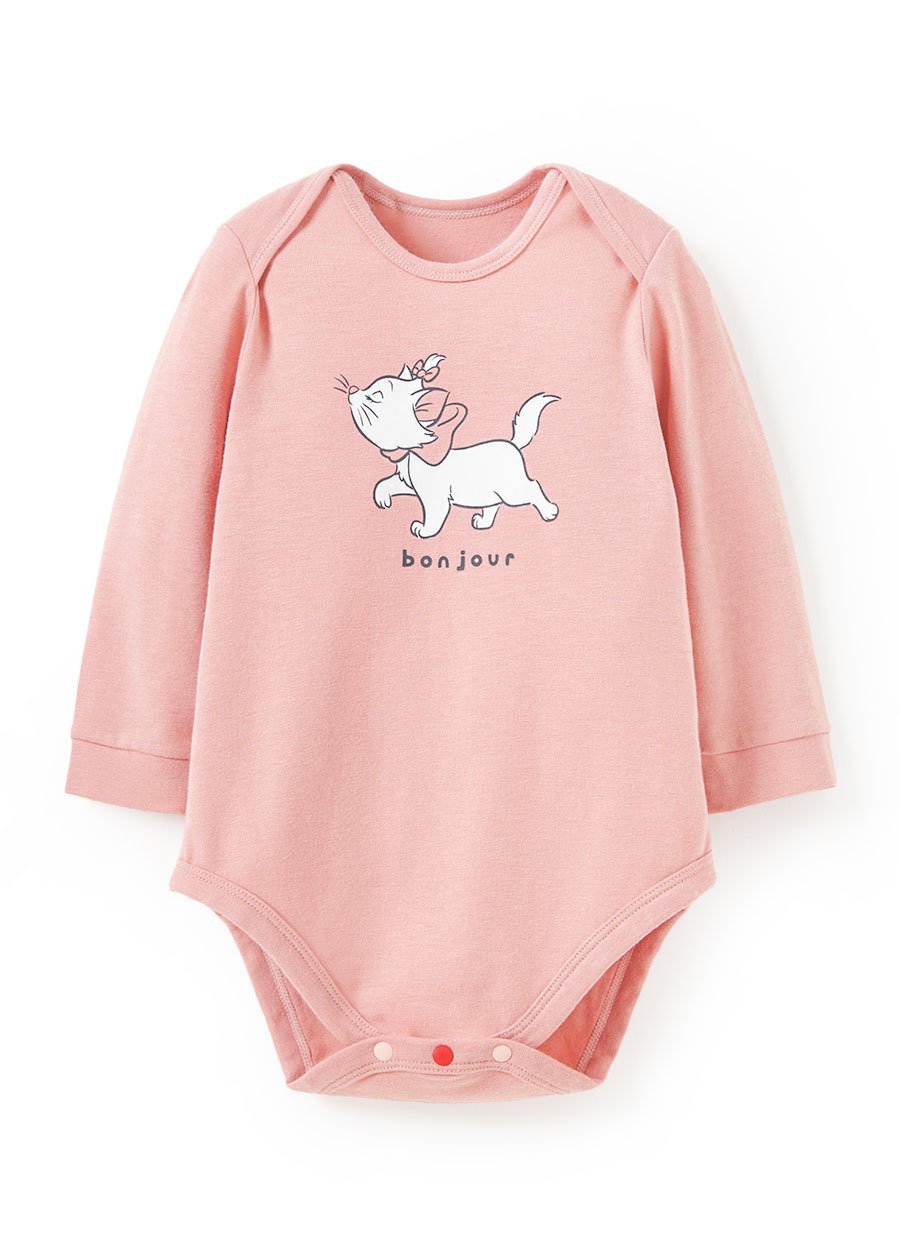 BABY 迪士尼蓄熱保溫長袖包屁衣-瑪麗貓