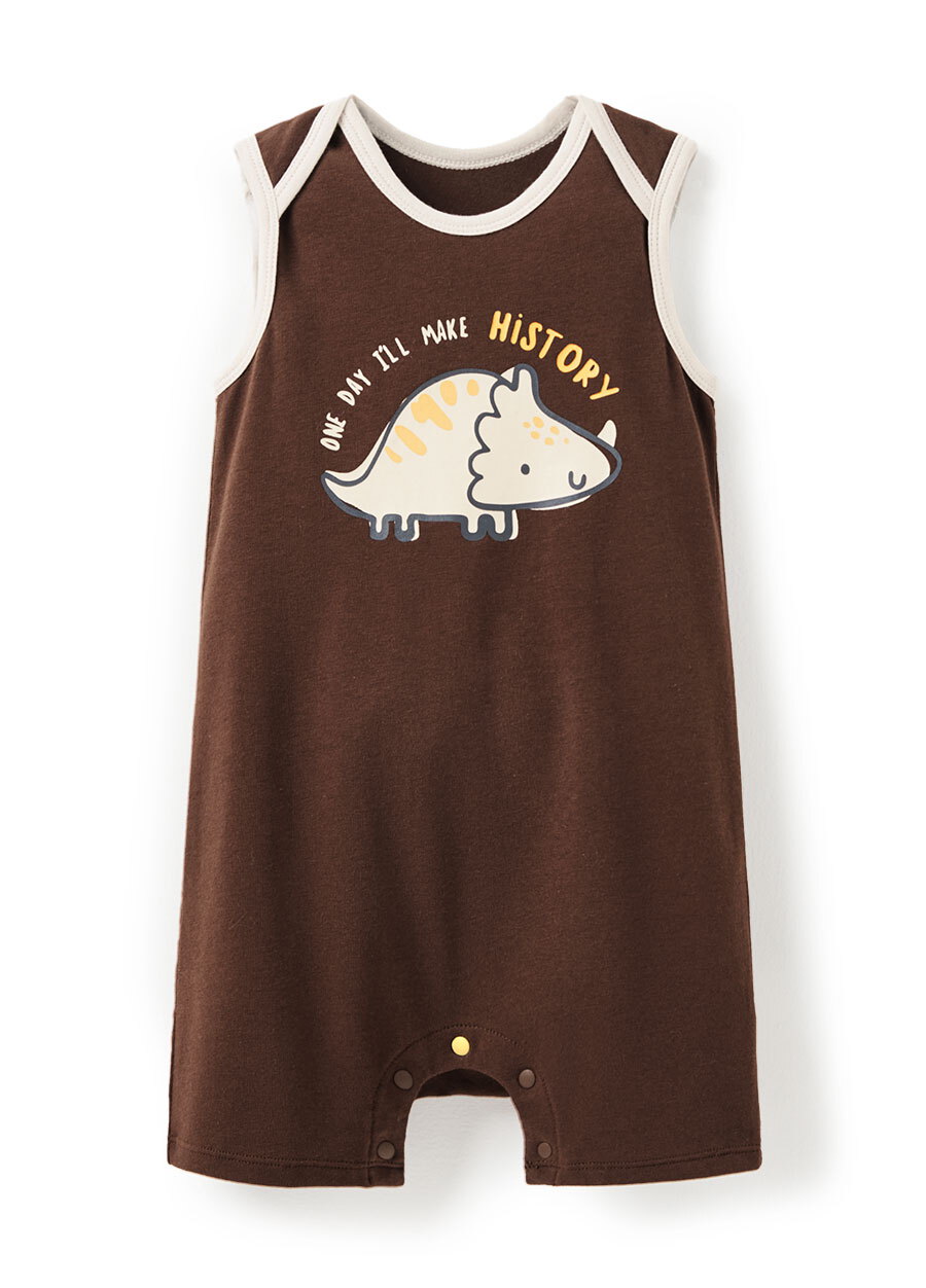 BABY Q彈無袖連身包屁衣-三角龍