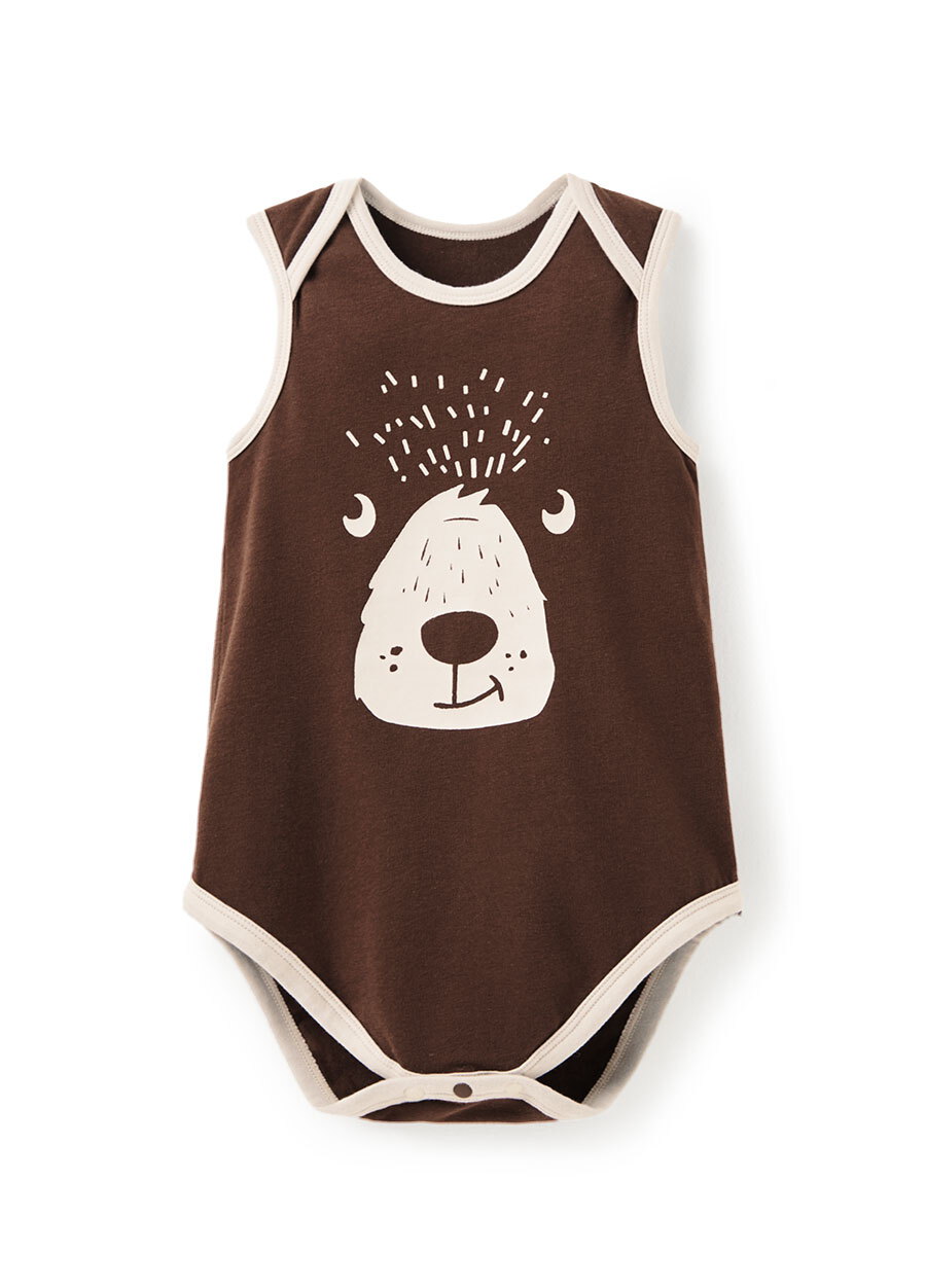 BABY Q彈棉質無袖包屁衣-北極熊