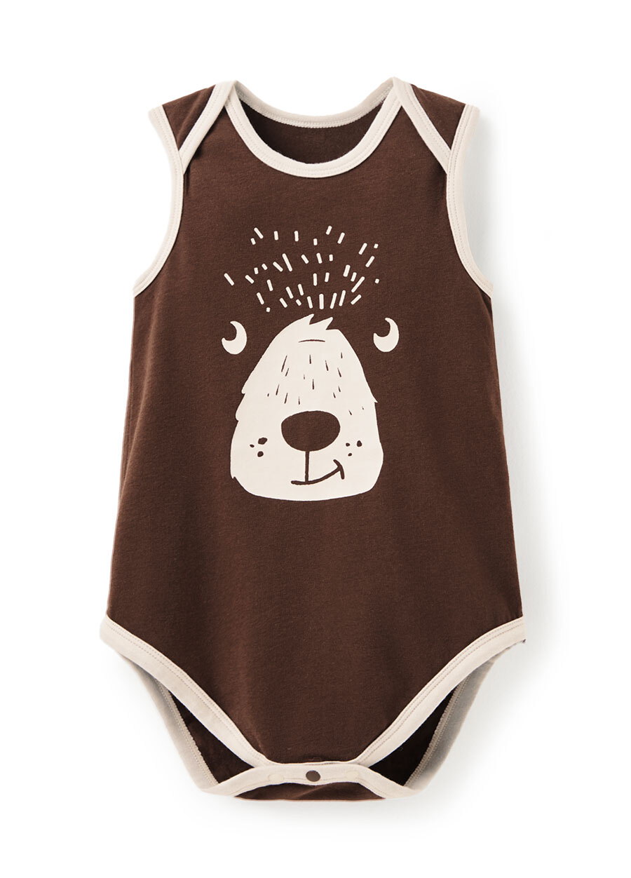 BABY Q彈棉質無袖包屁衣-北極熊