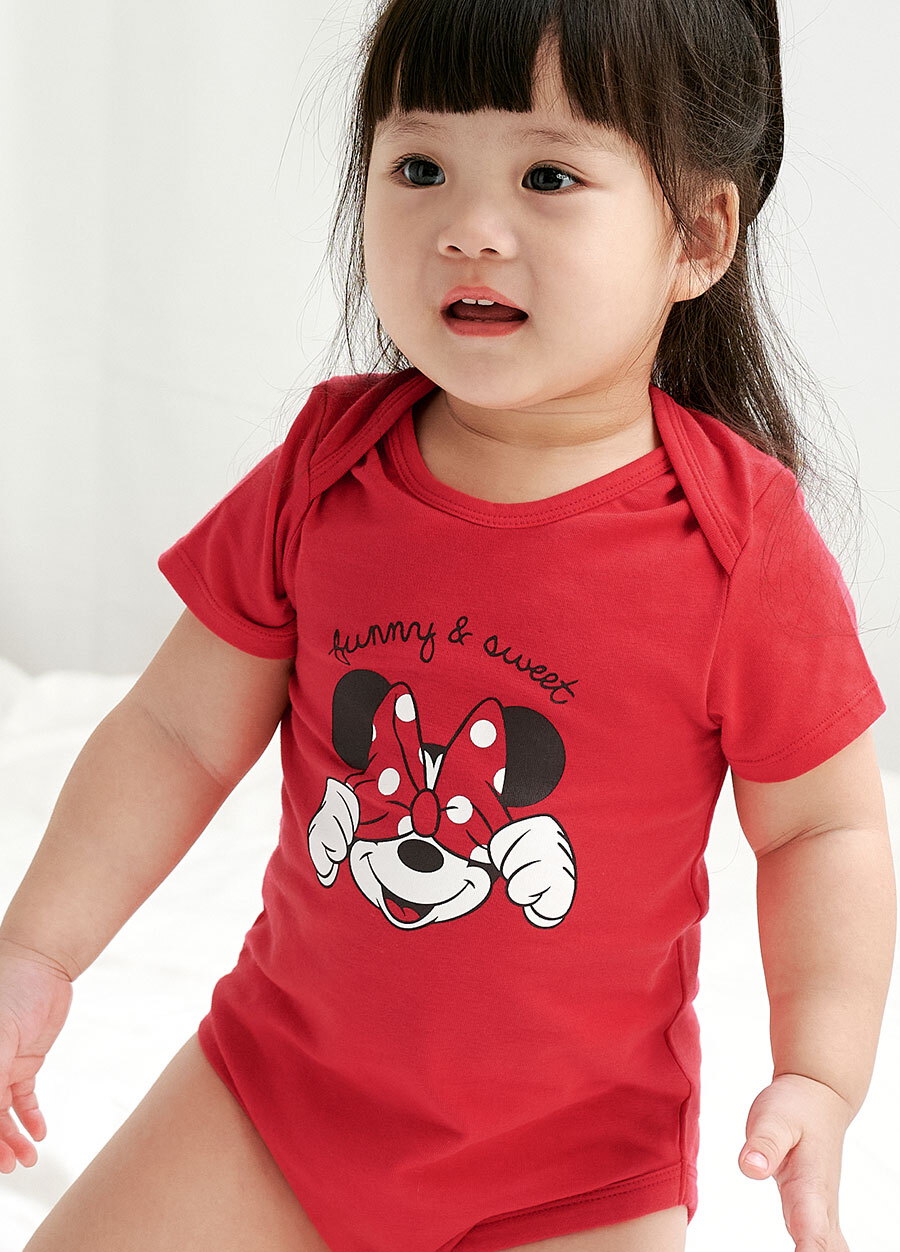 BABY迪士尼Q彈棉質包屁衣-遮眼米妮