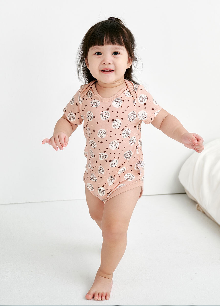 BABY迪士尼Q彈棉質包屁衣-點點貓狗