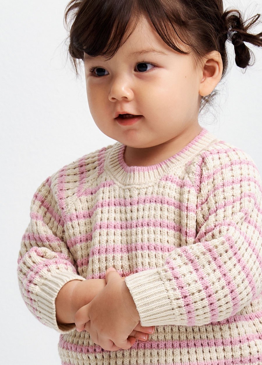 BABY條紋粗針織毛衣