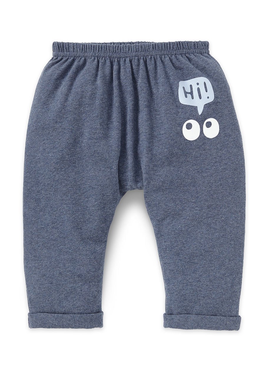 嬰幼兒Q彈棉質反摺長褲-大眼睛