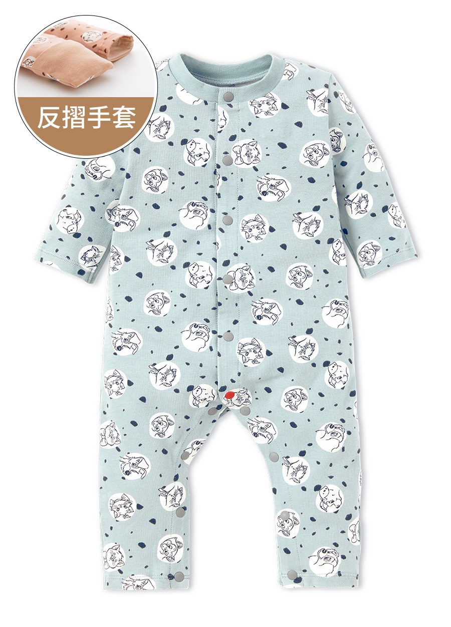 新生兒迪士尼長袖連身衣-點點貓狗