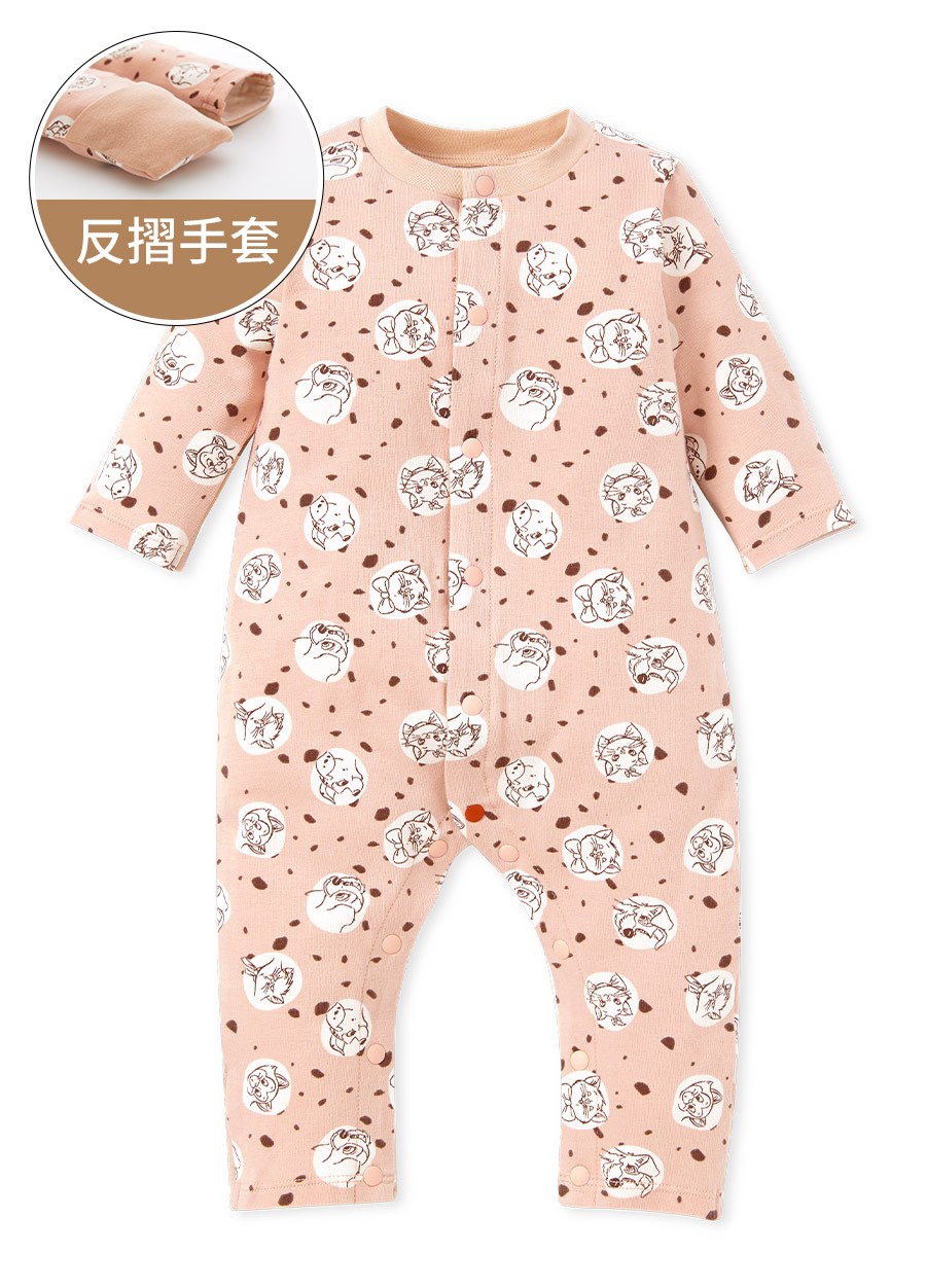 新生兒迪士尼長袖連身衣-點點貓狗