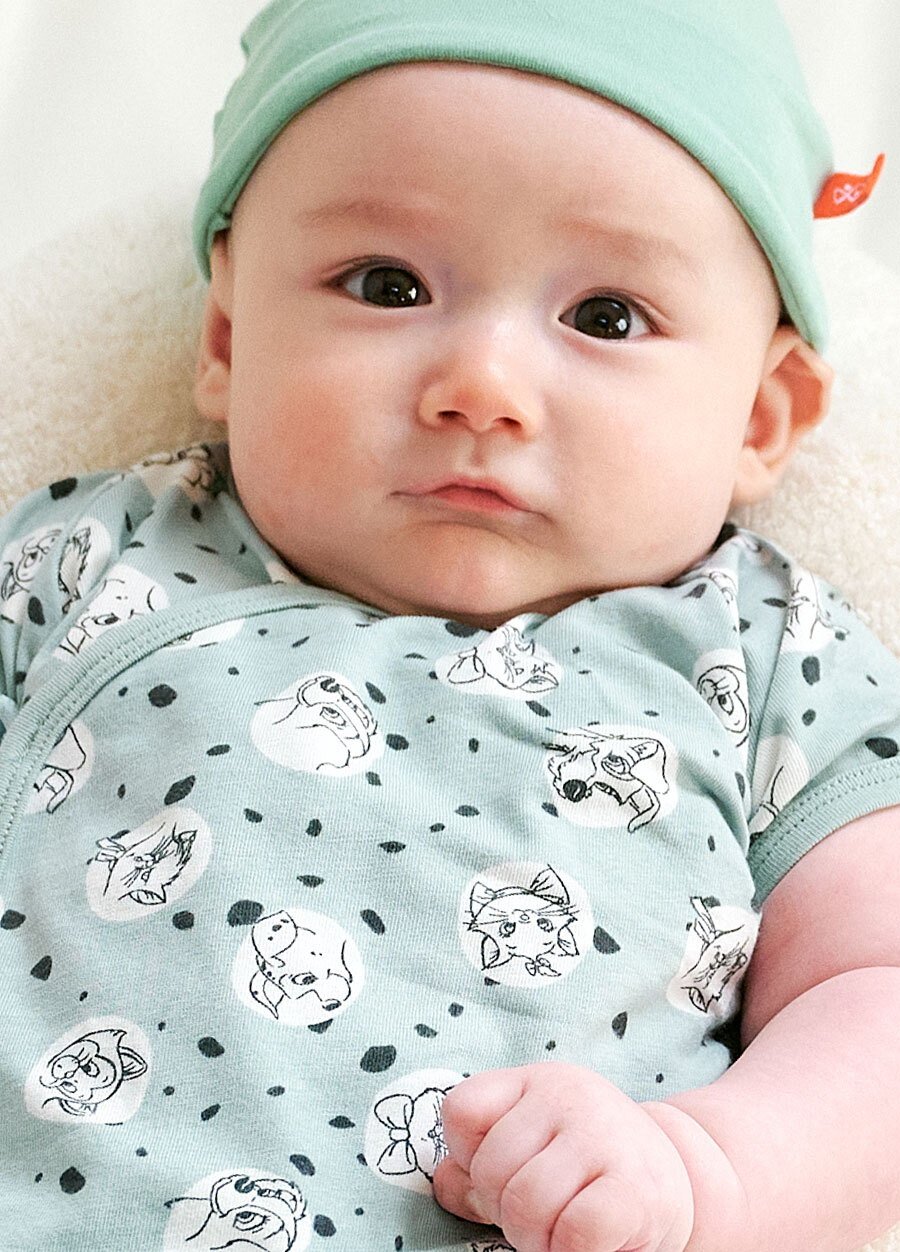 新生兒迪士尼Q彈棉質包屁衣-點點貓狗