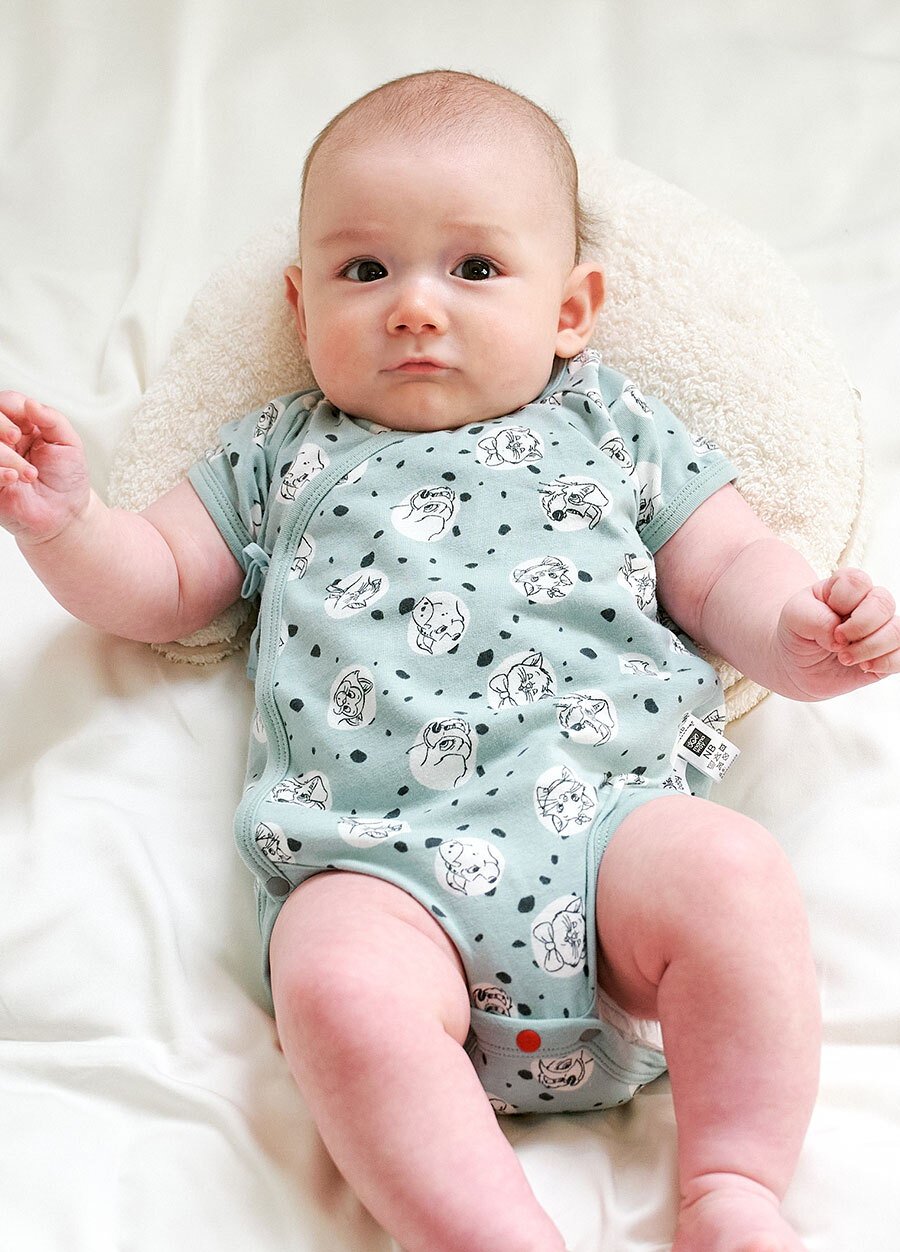 新生兒迪士尼Q彈棉質包屁衣-點點貓狗