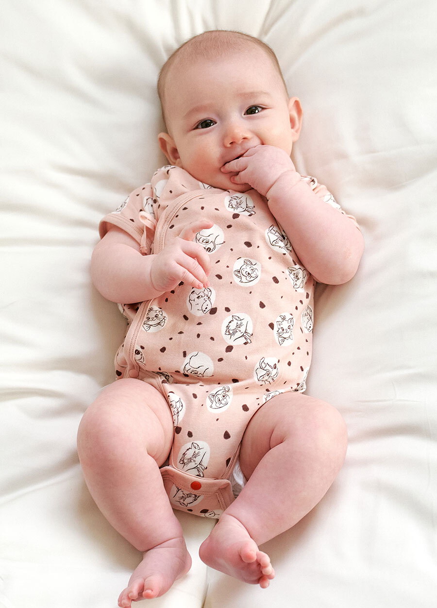 新生兒迪士尼Q彈棉質包屁衣-點點貓狗