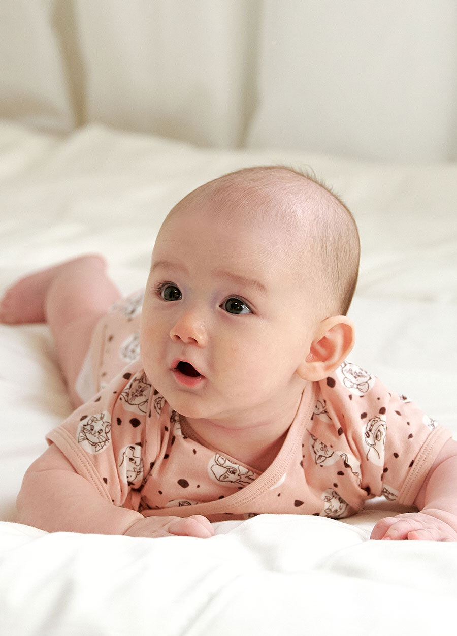 新生兒迪士尼Q彈棉質包屁衣-點點貓狗