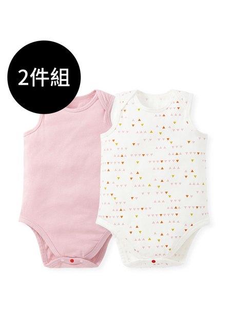 BABY Q彈棉質無袖包屁衣(2入)-幾何三角