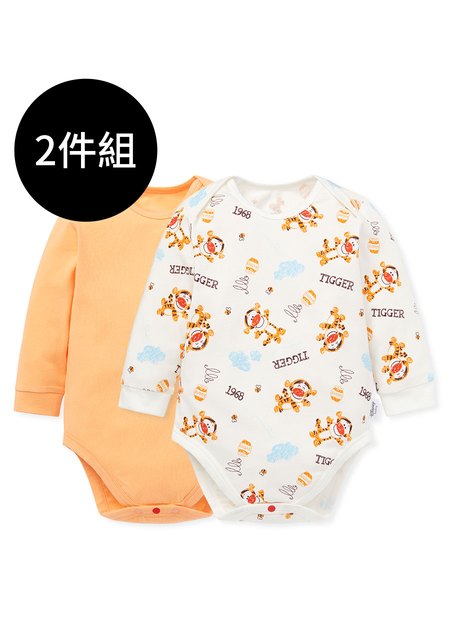 BABY Q彈棉質長袖包屁衣(2入)-跳跳虎
