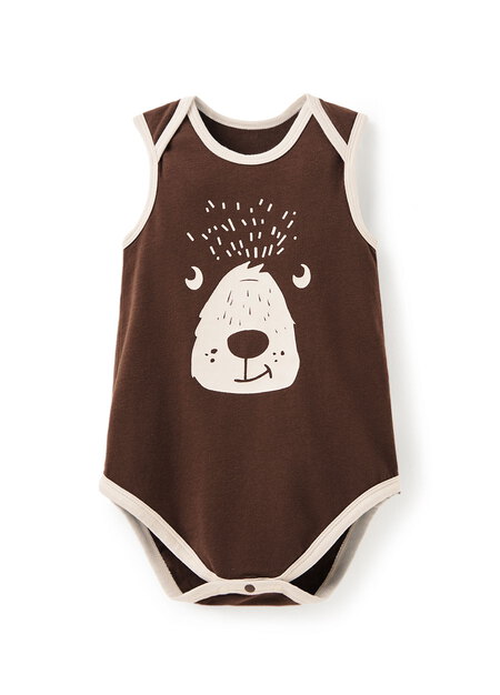 BABY Q彈棉質無袖包屁衣-北極熊