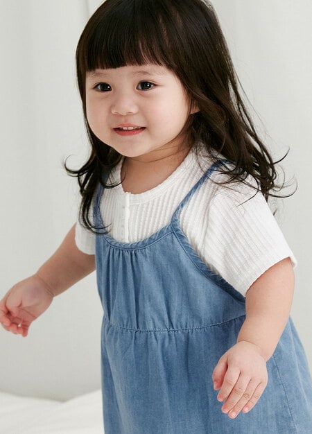 BABY假兩件吊帶包屁洋裝