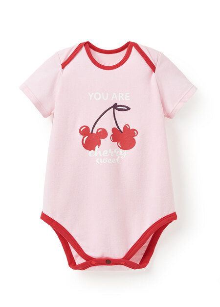 BABY 迪士尼Q彈棉質包屁衣-櫻桃米奇