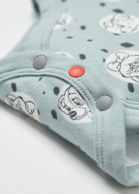 BABY迪士尼Q彈棉質包屁衣-點點貓狗-藍綠3