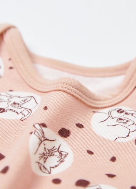 BABY迪士尼Q彈棉質包屁衣-點點貓狗-粉橘4