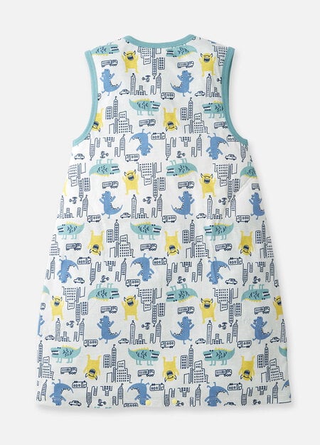 抗菌防踢被(薄款3Y)拉鍊款-怪獸大戰-藍綠2