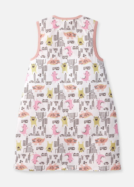 抗菌防踢被(薄款3Y)拉鍊款-怪獸大戰-粉橘4