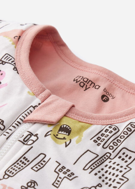 抗菌防踢被(薄款3Y)拉鍊款-怪獸大戰-粉橘3