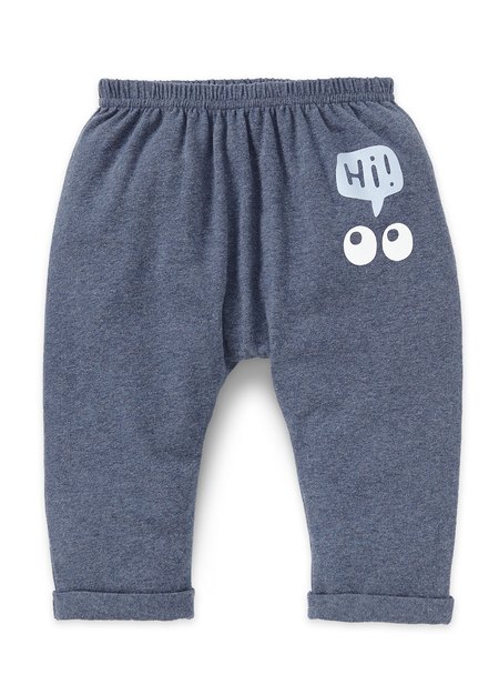 嬰幼兒Q彈棉質反摺長褲-大眼睛