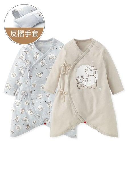新生兒Q彈棉質蝴蝶衣(2入)-點點動物園