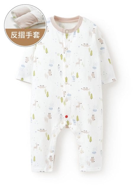 新生兒 長袖連身衣-森林動物