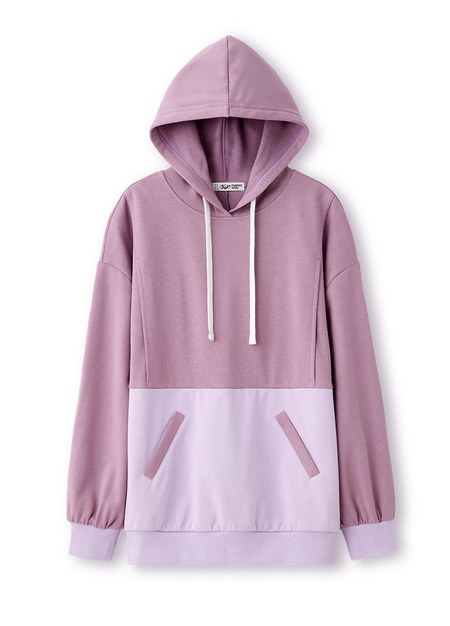 撞色拼接連帽孕哺上衣