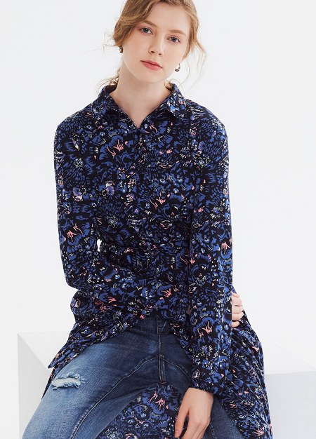 襯衫式印花孕哺洋裝(兩穿)