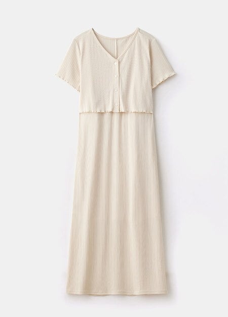 假兩件式開衩裙孕哺套裝