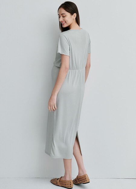 假兩件式開衩裙孕哺套裝