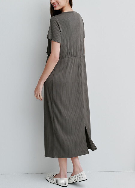 假兩件式開衩裙孕哺套裝