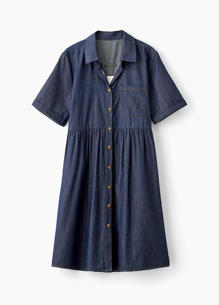 牛仔襯衫式孕哺洋裝