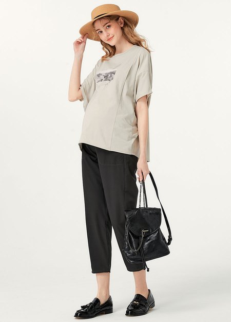 輕便窄管休閒孕婦褲