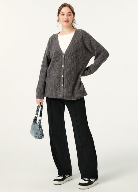 彈力剪接線顯瘦孕婦褲