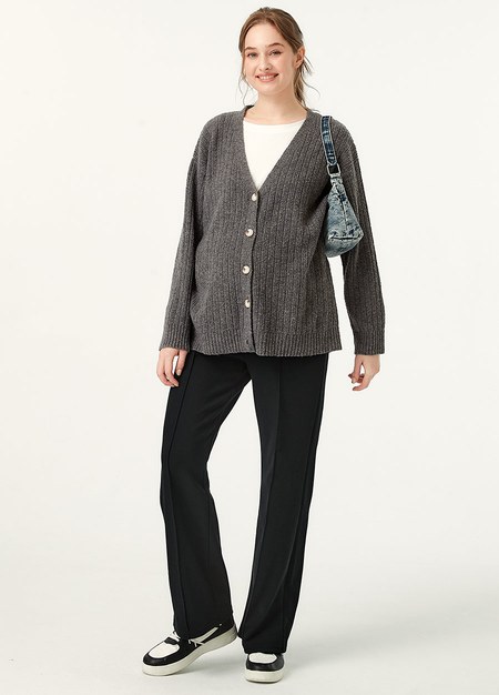 彈力剪接線顯瘦孕婦褲