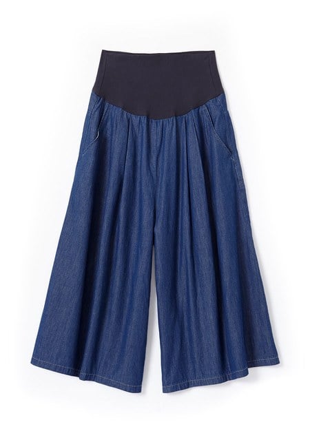 涼爽寬版輕牛仔孕婦褲裙