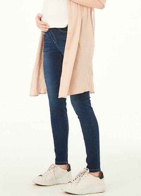 彈力修身牛仔孕婦褲