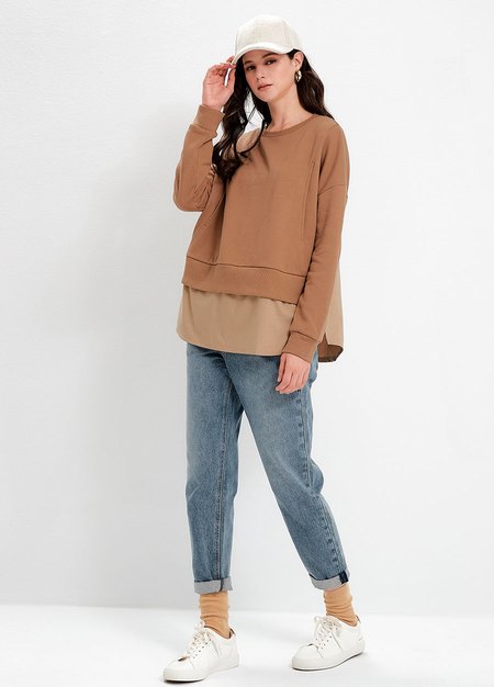 水洗錐形牛仔孕婦褲