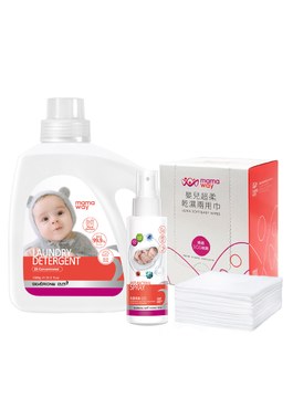 抗菌組│抗菌噴霧100ml+洗衣精+嬰兒超柔乾濕兩用巾 - 