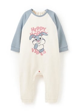 BABY迪士尼毛圈長袖連身衣-桑普兔 - 灰藍