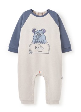 BABY迪士尼毛圈長袖連身衣-毛怪 - 灰藍