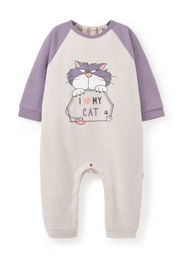 BABY迪士尼毛圈長袖連身衣-魯斯佛 - 淺紫