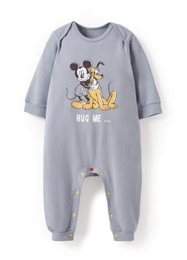 BABY迪士尼蓄熱保溫長袖連身衣-米奇與好朋友 - 灰藍