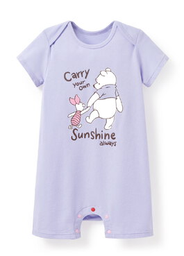 BABY 迪士尼Q彈連身包屁衣-維尼 - 淺紫