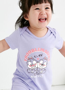BABY 迪士尼Q彈連身包屁衣-奇奇&蒂蒂 - 淺紫