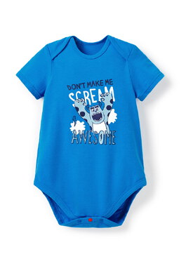 BABY迪士尼Q彈棉質包屁衣-大頭毛怪 - 藍色